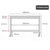 Table inox soubassement 1600 x 500 mm sur roulettes / GOLDINOX 