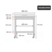 Table inox soubassement 500 x 500 mm adossée sur roulettes / GOLDINOX