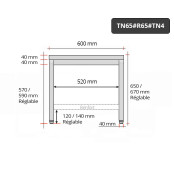 Table inox soubassement 600 x 500 mm avec renfort / GOLDINOX