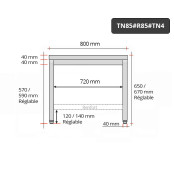 Table inox soubassement 800 x 500 mm avec renfort / GOLDINOX