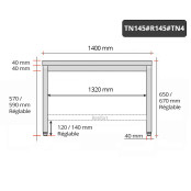 Table inox soubassement 1400 x 500 mm avec renfort / GOLDINOX