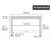 Table inox soubassement 1500 x 500 mm avec renfort / GOLDINOX