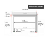 Table inox soubassement 1200 x 500 mm adossée avec renfort / GOLDINOX