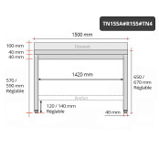 Table inox soubassement 1500 x 500 mm adossée avec renfort / GOLDINOX