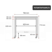 Table inox soubassement 700 x 500 mm avec renfort sur roulettes / GOLDINOX