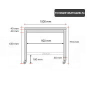 Table inox soubassement 1000 x 500 mm avec renfort sur roulettes / GOLDINOX