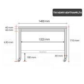 Table inox soubassement 1400 x 500 mm avec renfort sur roulettes / GOLDINOX