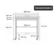 Table inox soubassement 600 x 500 mm adossée avec renfort sur roulettes / GOLDINOX