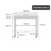 Table inox soubassement 800 x 500 mm adossée avec renfort sur roulettes / GOLDINOX