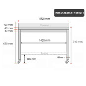 Table inox soubassement 1500 x 500 mm adossée avec renfort sur roulettes / GOLDINOX