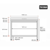 Table inox 1000 x 600 mm adossée PREMIUM / GOLDINOX