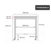 Table inox 700 x 600 mm avec renfort sur roulettes PREMIUM / GOLDINOX