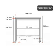 Table inox 1000 x 600 mm avec renfort sur roulettes / GOLDINOX