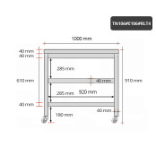 Table inox 1000 x 600 mm avec 2 étagères sur roulettes / GOLDINOX