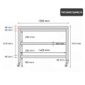 Table inox 1500 x 600 mm avec 2 étagères sur roulettes / GOLDINOX