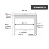 Table inox soubassement 700 x 600 mm adossée avec renfort / GOLDINOX 