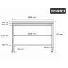 Table inox 1500 x 700 mm sur roulettes / GOLDINOX 