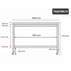 Table inox 2000 x 700 mm sur roulettes / GOLDINOX 