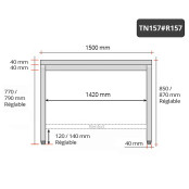 Table inox 1500 x 700 mm avec renfort / GOLDINOX