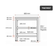 Table inox 600 x 700 mm avec 2 étagères / GOLDINOX