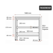 Table inox 1000 x 700 mm avec 2 étagères / GOLDINOX