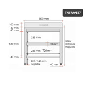 Table inox 800 x 700 mm adossée avec 2 étagères / GOLDINOX