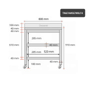 Table inox 600 x 700 mm adossée avec 2 étagères sur roulettes / GOLDINOX