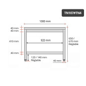 Table inox soubassement 1000 x 700 mm / GOLDINOX 