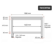 Table inox soubassement 1500 x 700 mm / GOLDINOX 