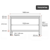 Table inox soubassement 1600 x 700 mm / GOLDINOX 