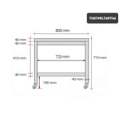 Table inox soubassement 800 x 700 mm sur roulettes / GOLDINOX 