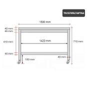 Table inox soubassement 1500 x 700 mm sur roulettes / GOLDINOX 