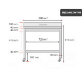 Table inox soubassement 800 x 700 mm adossée sur roulettes / GOLDINOX 