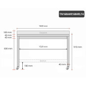 Table inox 1600 x 800 mm adossée avec renfort sur roulettes / GOLDINOX