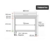 Table inox soubassement 800 x 800 mm adossée / GOLDINOX 