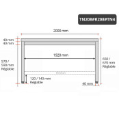 Table inox soubassement 2000 x 800 mm avec renfort / GOLDINOX 