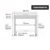 Table inox soubassement 800 x 800 mm adossée avec renfort / GOLDINOX 