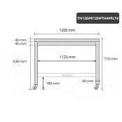 Table inox soubassement 1200 x 800 mm avec renfort sur roulettes / GOLDINOX 