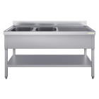 Plonge inox 2 bacs - 1400 x 600 mm égouttoir droite ECO / GOLDINOX 