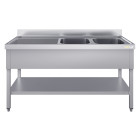 Plonge inox 2 bacs - 1400 x 600 mm égouttoir gauche ECO / GOLDINOX