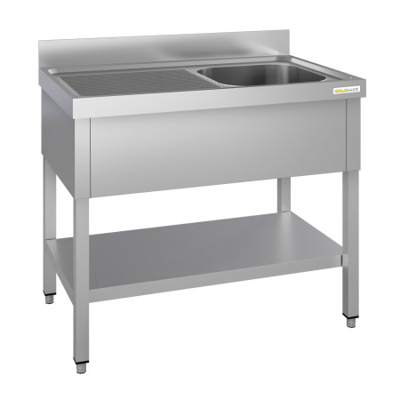 Plonge inox 1 bac - 1000 x 600 mm égouttoir gauche ECO / GOLDINOX