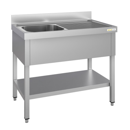 Plonge inox 1 bac - 1000 x 600 mm égouttoir droite ECO / GOLDINOX