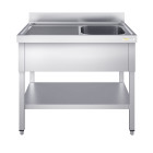 Plonge inox 1 bac - 1000 x 600 mm égouttoir gauche PREMIUM / GOLDINOX