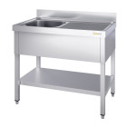 Plonge inox 1 bac - 1000 x 600 mm égouttoir droite PREMIUM / GOLDINOX