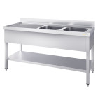 Plonge inox 2 bacs - 1600 x 600 mm égouttoir gauche PREMIUM / GOLDINOX 