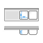 Plonge inox 2 bacs - 1600 x 600 mm égouttoir gauche PREMIUM / GOLDINOX 