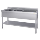 Plonge inox 2 bacs - 1800 x 600 mm égouttoir droite ECO / GOLDINOX 