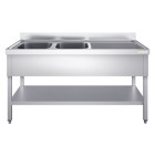 Plonge inox 2 bacs - 1600 x 600 mm égouttoir droite PREMIUM / GOLDINOX 