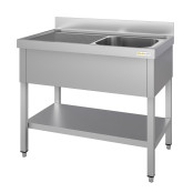 Plonge inox 1 bac - 1200 x 700 mm égouttoir gauche ECO / GOLDINOX 