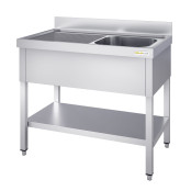 Plonge inox 1 bac - 1200 x 700 mm égouttoir gauche PREMIUM / GOLDINOX 